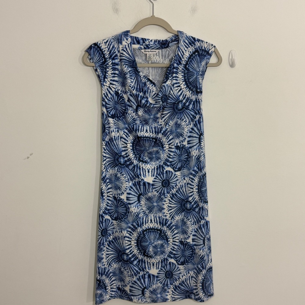 Tommy Bahama Womens Dress Small Blue Tropical Coastal Resort Vacation Stretch